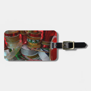 Étiquette À Bagage Épaves de Noël Ruban Holiday Rouge et or