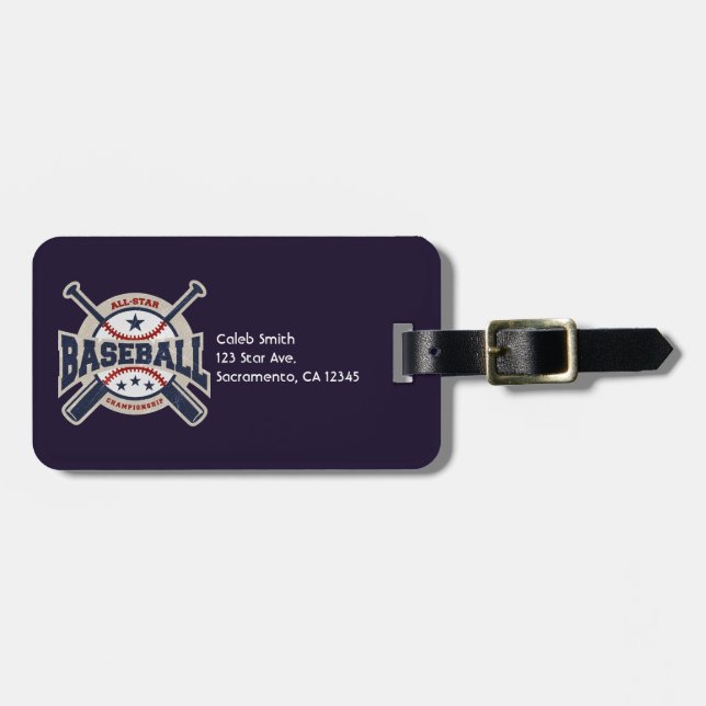 Étiquette À Bagage Équipe de baseball (Devant horizontal)