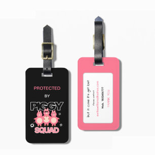 Étiquette À Bagage Équipe de cochons roses