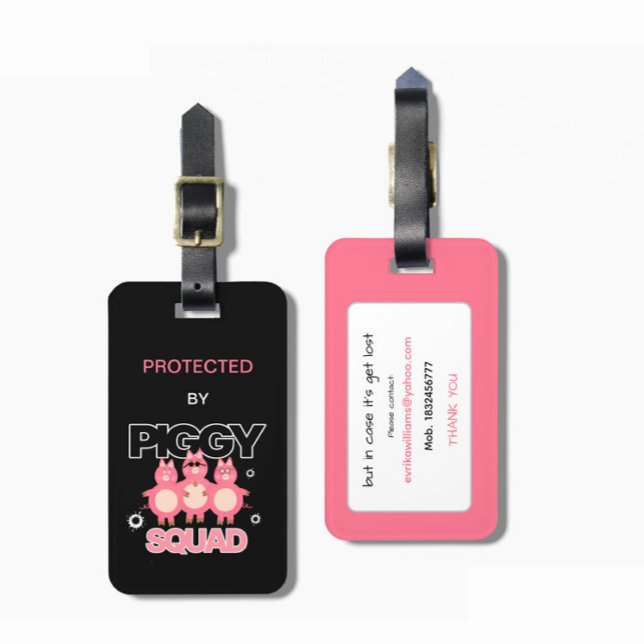 Étiquette À Bagage Équipe de cochons roses (Créateur téléchargé)