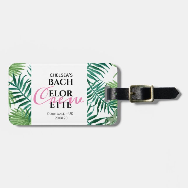 Étiquette À Bagage Équipe de Fête de Fiançailles de Feuille d'Été Tro (Devant horizontal)