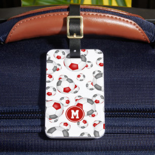 Étiquette À Bagage équipe de football gris rouge couleurs motif sport