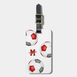Étiquette À Bagage équipe de voyage de football rouge gris blanc mono