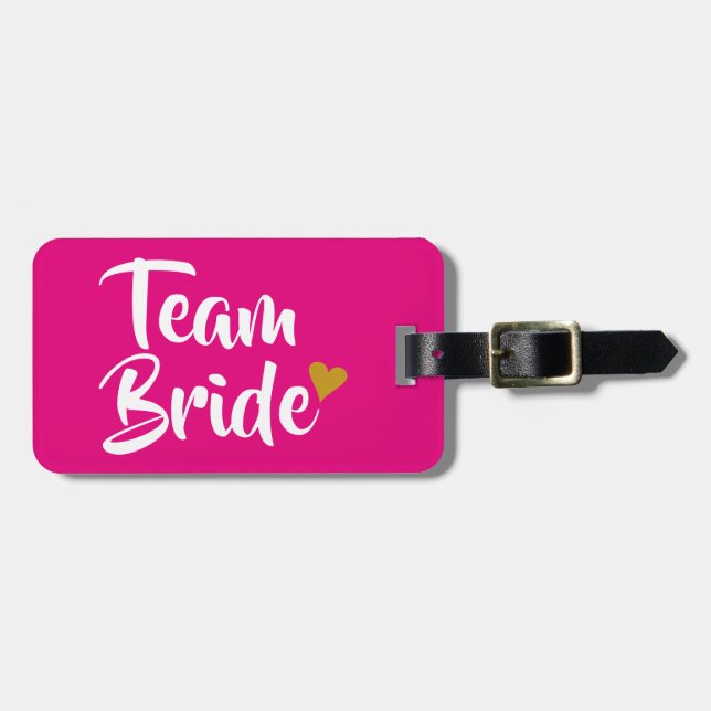 Étiquette À Bagage Équipe Mariée Cœur Doré (Devant horizontal)