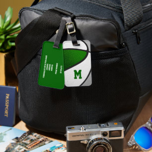 Étiquette À Bagage équipe verte gris couleurs cadeaux de sport basket