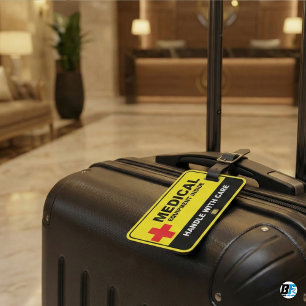 Étiquette À Bagage Équipement Médical Rouge Poignée Avec Précaution A