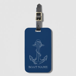 Étiquette À Bagage Esprit Nautique Ancre Bleu Marine