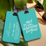 Étiquette À Bagage Et donc l'aventure commence - peut modifier la cou<br><div class="desc">L'aventure vous attend ! Cela peut être utilisé pour n'importe quel diplômé ou réunion - lycée,  collège,  lycée,  sciences infirmières,  médecine ou même école de commerce.</div>