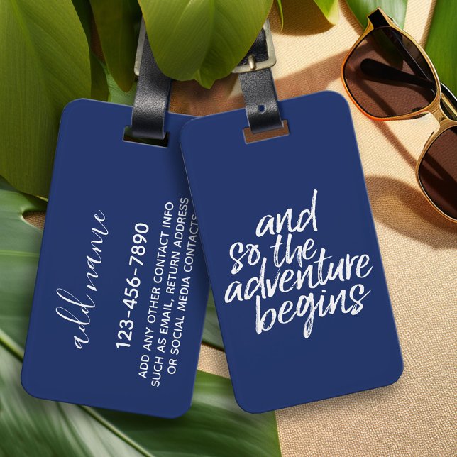 Étiquette À Bagage Et donc l'aventure commence - peut modifier la cou (Custom Luggage Tag)