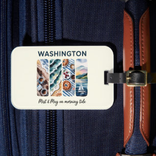 Étiquette À Bagage Etat de Washington - Misty & Mug sur une marée mat
