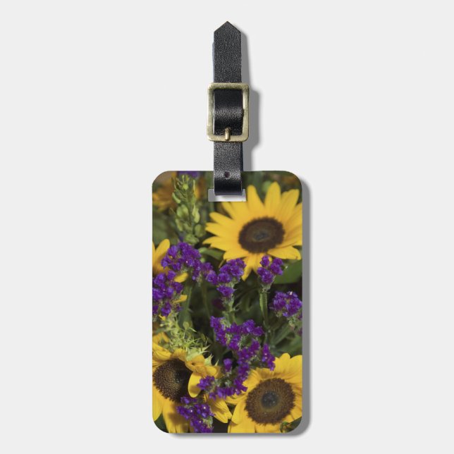 Étiquette À Bagage États-Unis, gros plan de la composition florale de (Devant Vertical)