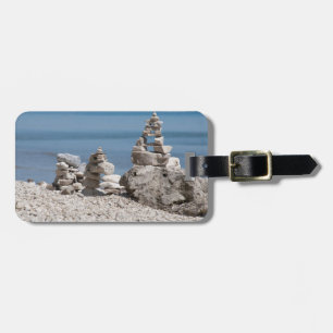Étiquette À Bagage États-Unis, Michigan. Tours de pierre sur la plage