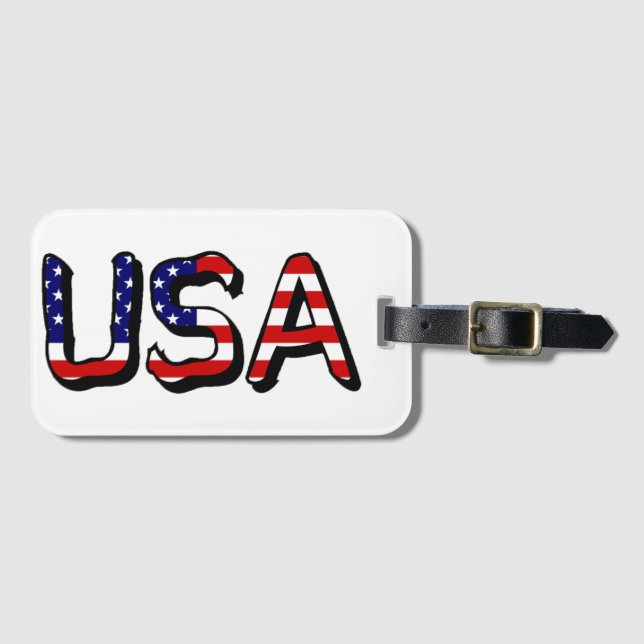 Étiquette À Bagage États-Unis superposés sur US Flag bc ltcn (Devant Horizontal)