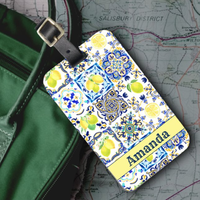 Étiquette À Bagage Été agrumes siciliens majolica méditerranéenne (Créateur téléchargé)