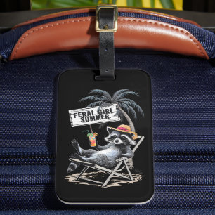 Étiquette À Bagage Été de fille sauvage plage drôle raton laveur