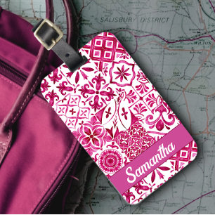 Étiquette À Bagage Eté majolica rouge Sicilienne Méditerranée