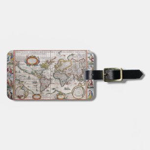Étiquette À Bagage Étiquette antique de bagage de carte du monde