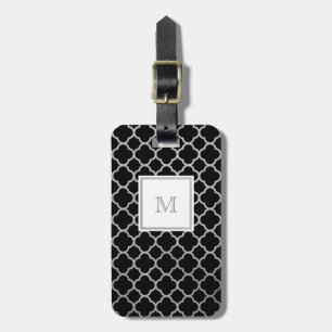 Étiquette À Bagage Étiquette argentée et noire de bagage de