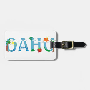 Étiquette À Bagage Étiquette artistique de bagage d'art de mot d'Oahu