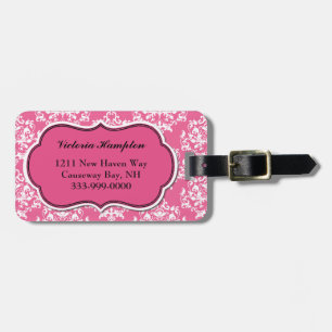 Étiquette À Bagage Étiquette assez rose et blanche de bagage de