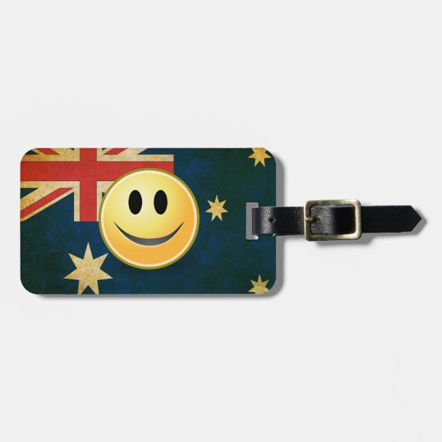Étiquette À Bagage Étiquette australienne grunge de bagage de visage (Devant horizontal)