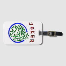 Étiquette blanche de bagage de joker