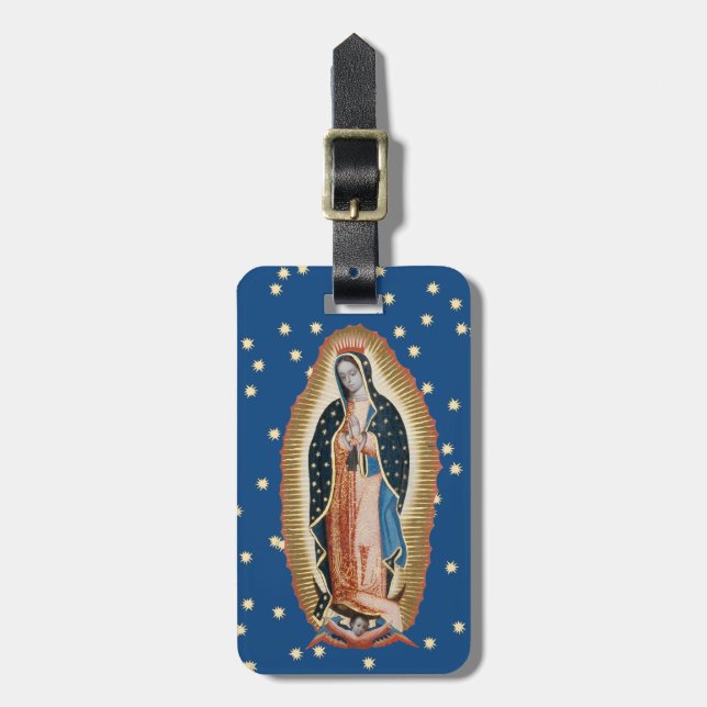 Étiquette À Bagage Étiquette bleue de bagage de Guadalupe (Devant Vertical)