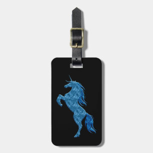 Étiquette À Bagage Étiquette bleue de bagage de licorne du feu