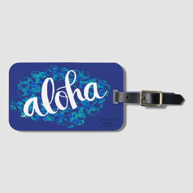 Étiquette À Bagage Étiquette bleue de bagage d'Hawaï Aloha (Devant Horizontal)