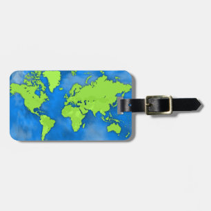 Étiquette À Bagage Étiquette bleue et verte de bagage de carte du