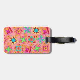 Étiquette À Bagage Étiquette Coral Quilt Block Bagage ou Machine à co