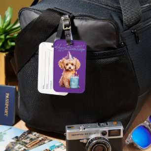 Étiquette À Bagage Étiquette de bagage anniversaire caniche chapeau g