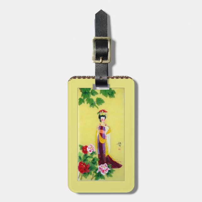 Étiquette À Bagage Étiquette de bagage avec des initiales et le motif (Devant Vertical)
