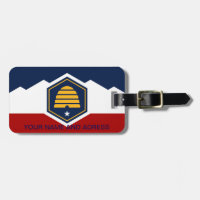 Étiquette de bagage avec drapeau de l'Utah, États-