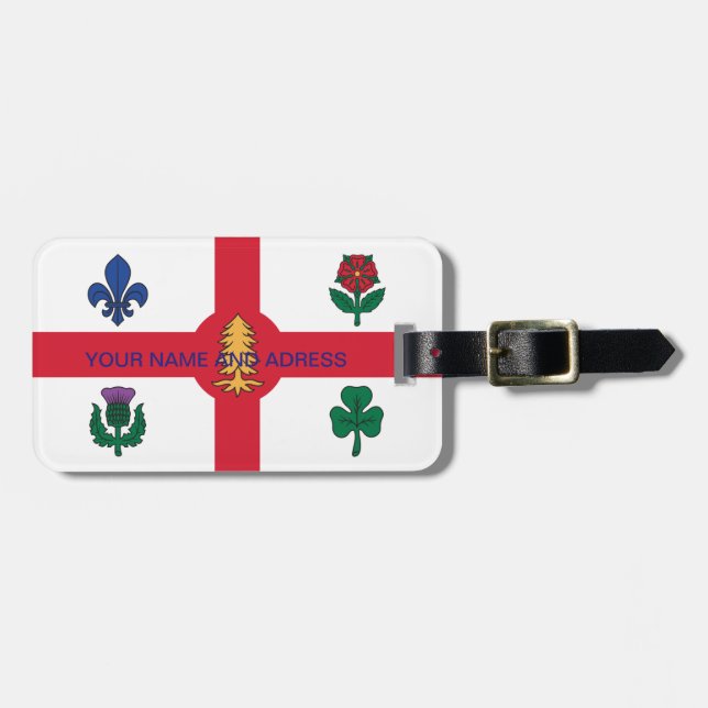 Étiquette À Bagage Étiquette de bagage avec drapeau de Montréal, Cana (Devant horizontal)