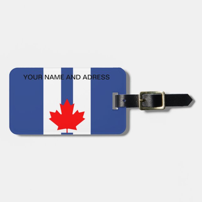 Étiquette À Bagage Étiquette de bagage avec drapeau de Toronto, Canad (Devant horizontal)