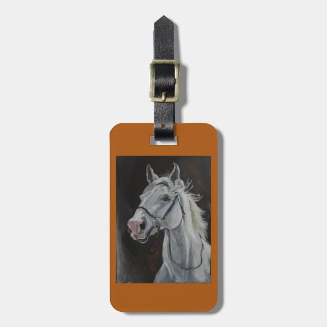 Étiquette À Bagage étiquette de bagage avec le cheval blanc (Devant Vertical)