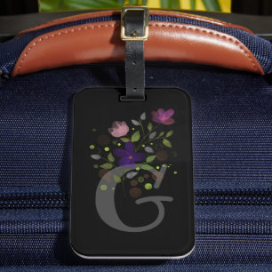 Étiquette À Bagage Étiquette de bagage avec lettre initiale G et moti
