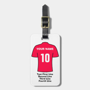 Étiquette À Bagage Étiquette de bagage - avec maillot de football rou