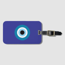 Étiquette de bagage avec œil mauvais et pochette p