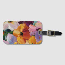 Étiquette de bagage avec peinture florale vibrante