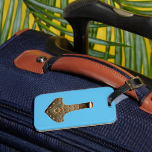 Étiquette À Bagage Étiquette de bagage bleu marteau de Thor en or