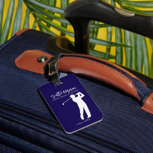 Étiquette À Bagage Étiquette de bagage bleue élégante pour golfeur
