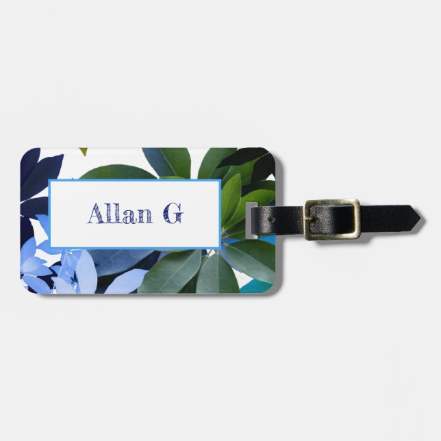 Étiquette À Bagage Étiquette de bagage botanique avec feuilles et cui (Devant horizontal)