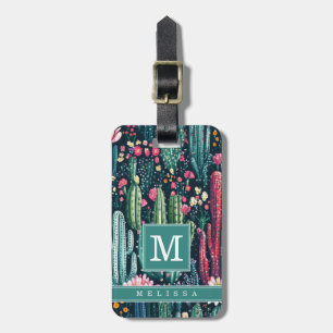 Étiquette À Bagage Étiquette de bagage cactus floral aquarelle