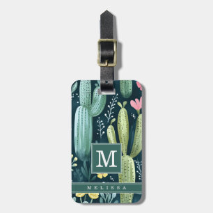 Étiquette À Bagage Étiquette de bagage cactus floral aquarelle