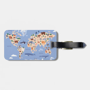 Étiquette À Bagage Étiquette de bagage carte du monde pour enfants