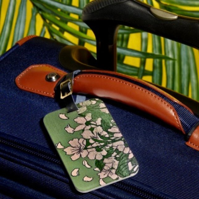 Étiquette À Bagage Étiquette de bagage Cascade Fleur Rose ( Luggage tag single-sided w Card Slot, weatherproof, leather strap included. 
)