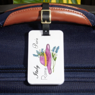 Étiquette À Bagage Étiquette de bagage Chapeau rose avec fleurs
