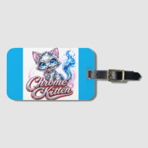 Étiquette de bagage Chat Chrome pour voyager, fair